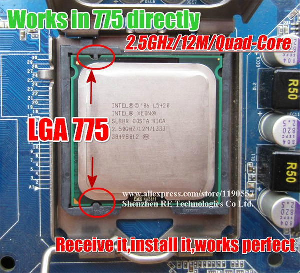 Intel Xeon L5420 2.5GHz 12M 1333Mhz Processor Works on LGA775 mainboard no need adapter