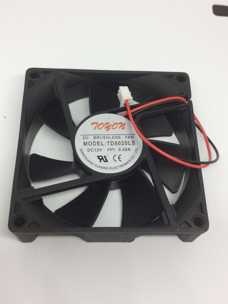Free shipping 12V 0.08A 8020 80*80*20mm Black plug black plug refrigerator fan
