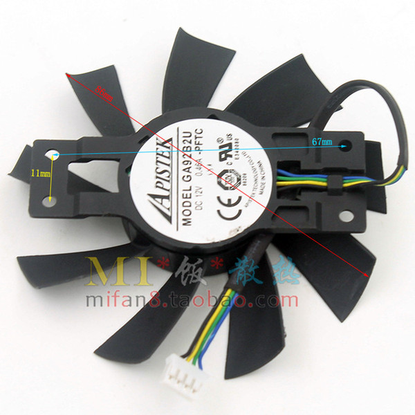 R9 370X Platinum Edition GA92B2U Graphics Fan 4 Pin 12V 0.46A