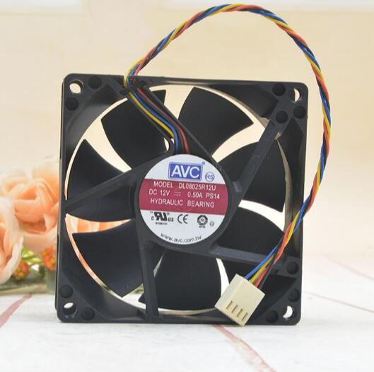 AVC 8CM 12V 0.5A DL08025R12U 8025 computer motherboard PWM four-wire speed control CPU fan