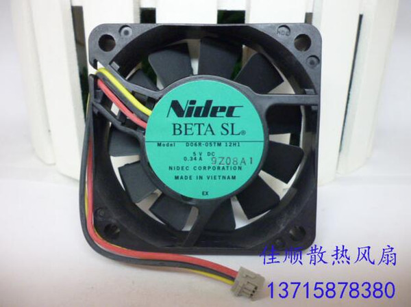 Original NIDEC 6015 5V D06R-05TM 12H1 5V 0.34A 3 line hydraulic fan