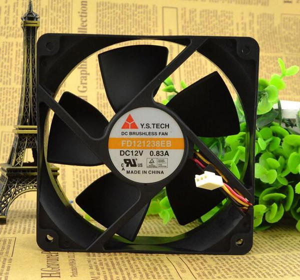 Genuine Y.S.TECH FD121238EB 120*120*38 12V 0.83A 12CM three wire double ball fan