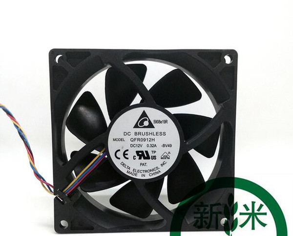 Delta QFR0912H 12V 0.32A 9025 9CM 4lines PWM temperature control cooling fan