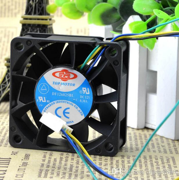 Wholesale: 6025 12V0 DF126025BU.80A DF126025BU 6CM double ball violent PWM control speed four wire fan