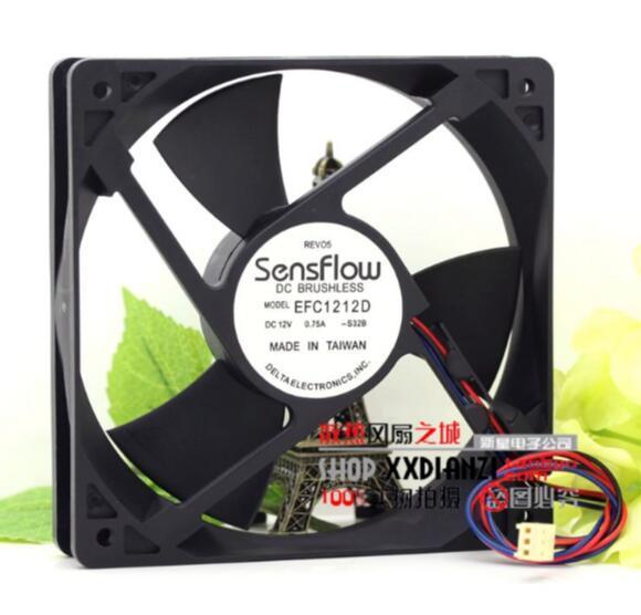 Wholesale:Delta 12cm EFC1212D 0.75A 3pin 120*120*25 ultra violent fan speed