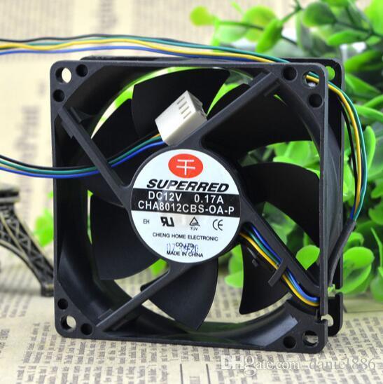 Original SUPERRED 80*80*25 CHA8012CBS-OA-P DC12V 0.17A four wire PWM chassis cooling fan