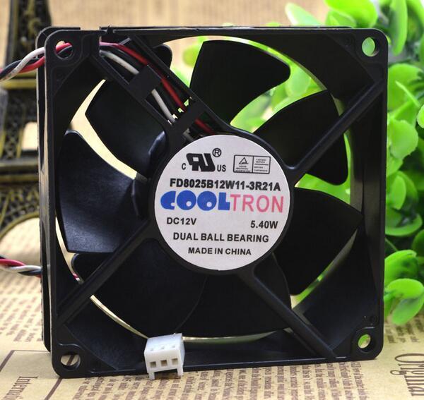 TRON FD8025B12W11-3R21A 80*80*25mm 8CM 12V 5.4W 3 wire server fan