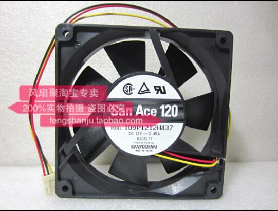 Wholesale: original Sanyo 109P1212H437 12025 12V0.45A 120*120*25MM 3 wire double ball cooling fan,