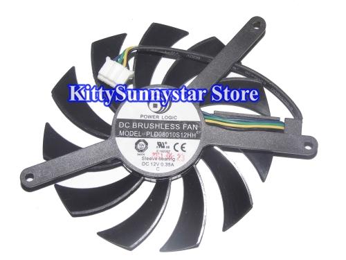 Replacement GTX 460 GTX560 TI Graphic Cooler Fan PLD08010S12HH 12V 4Wire 75mm Video Fan