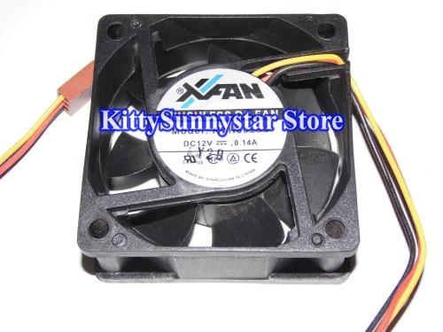 Original XFan 60*25mm 6CM RDH6025S 12V 0.14A 3 Wires 3 Pins Case fan CPU cooler