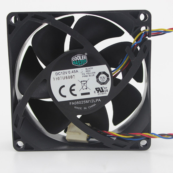 New original Cooler Master FA08025M12LPA 8025 80MM 8cm 80*80*25MM Computer case CPU Cooling fan 12V 0.45A fan with PWM 4pin