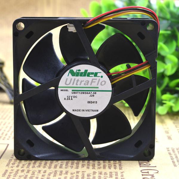 Original authentic NIDEC U80T12MS6A7-58 8025 12V 0.24A inverter cooling fan