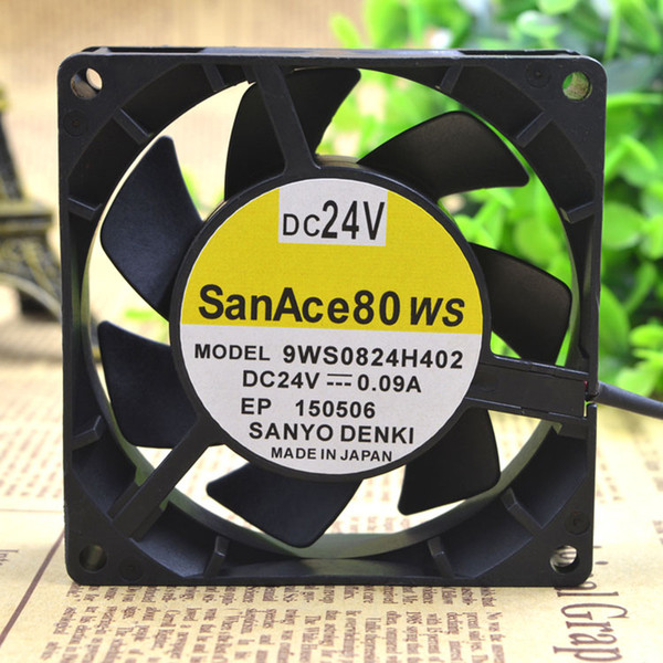 Wholesale: Sanyo 9WS0824H402 DC 24V 0.09A 2 Lines 80*80*25mm 8cm Double Ball bearing Cooling Fan