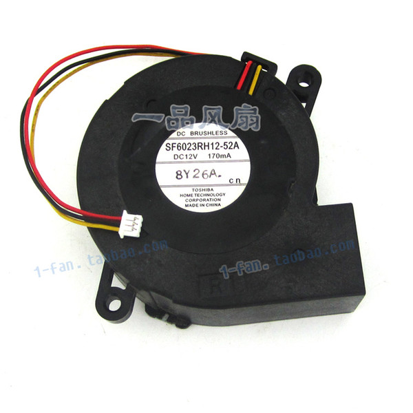 Free Shipping SF6023RH12-52A Server Blower Fan DC 12V 170mA, 60x60x25mm 3-wire 3-pin Projector TDP-EX20U cooler fan