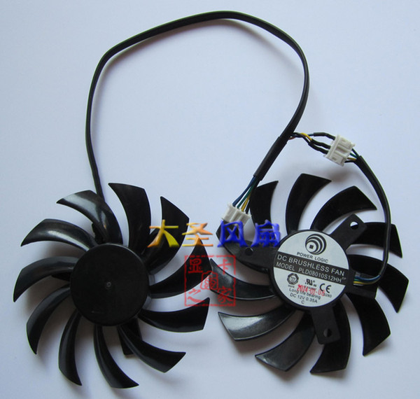 2Pcs New Fan Power Logic PLD08010S12HH DC 12V 0.35A 4Wire 75mm Graphics Video Card VGA Fan Replacement GTX460 2WIN GTX 560