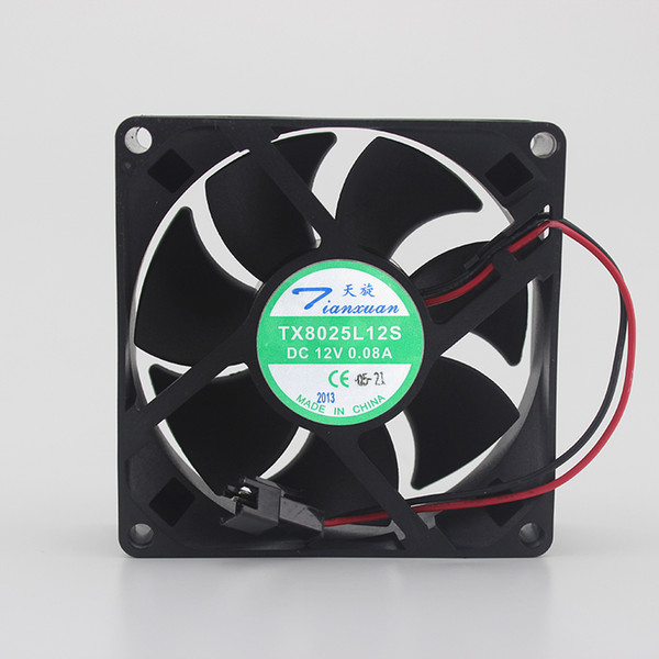 Brand new original TX8025L12S DC 12V 0.08A 80*80*25 8cm super silent 2 lines radiating cooling fan