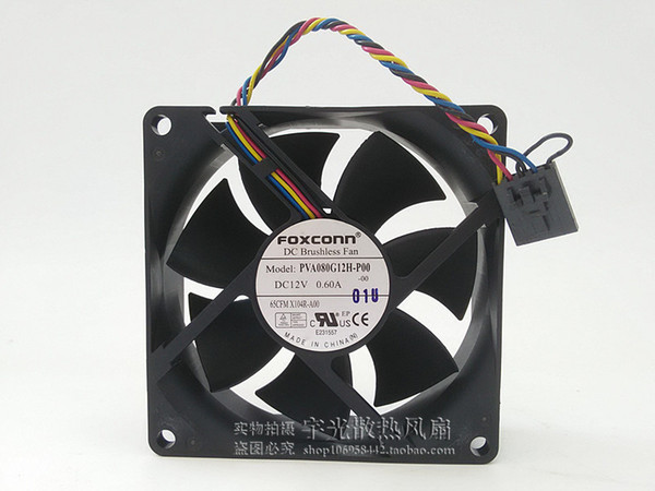 Original FOXCONN PVA080G12H-P00 DC 12V 0.60A 8CM 8025 4-wire for Dell computer coolingfan