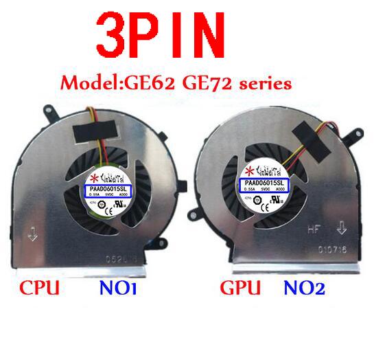 PAAD06015SL Fan For MSI GE62 GE72 PE60 PE70 GL62 N303 N302 GE60 A166 MS-16GF MS-16GD GE70 1756 GE62VR GE72VR GP62MVR GL62M N366