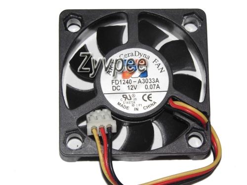 40x40x10mm FD1240-A3033A 4cm 12V 0.07A 3Wire Cooler fan