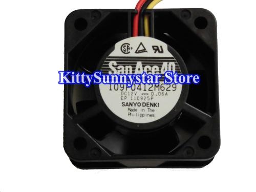Sanyo SanAce40 4020 109P0412M629 Cooler 2 Balls Bearing Cooling Fan with 12V 0.06A 3 Wires 3 Pins Connetor