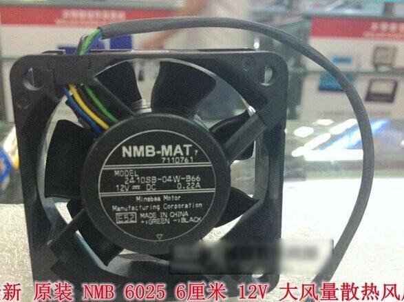NMB 6025 0.22A 12V 6CM 2410SB-04W-B66 4-Wires 4-Pins For case