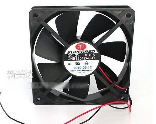 Superred CHB12012AS-O 12025 12CM Sleeve bearing Cooling fan with 120*120*25mm DC 12V 0.19A 2 Wires For Case, Power supply