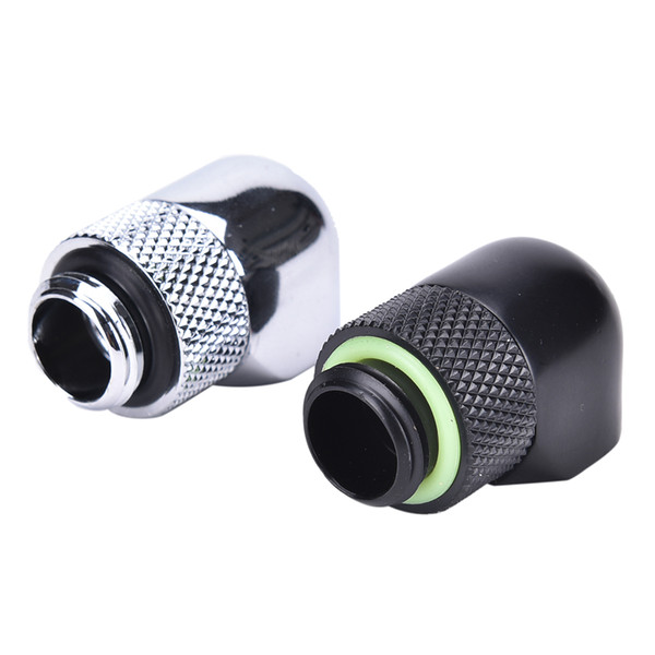 Wholesale- Black Silver G1/4 Thread 90 Degree Rotary Water Cooling Tube Adapter Fit 12mm Hard Tube Water Cooling Adaptors