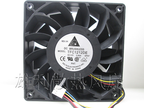 Wholesale- Free Delivery. Fan 3.9A violent wind 12cm fan TFC1212DE 12V I miner fan