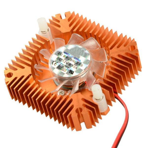 Wholesale- 55mm 2 PIN Graphics Cards Cooling Fan Aluminum Gold Heatsink Cooler Fit For Personal Computer Components Fans Cooler VC899 P10