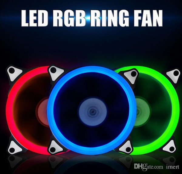4 Colors Computer 120mm LED Fan 120 MM Fan Ring Gids Licht Blauw Rood Groen Promotie