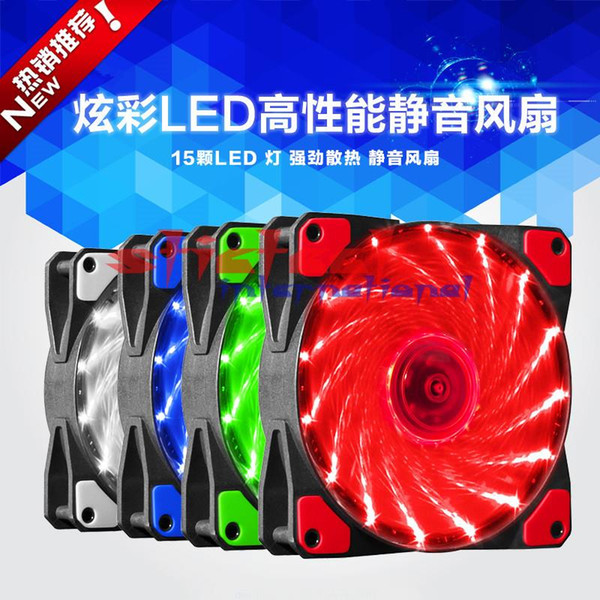 by dhl or ems 100pcs 15 LED Light Quite 120mm DC 12V 4Pin PC Computer Case Cooling Cool Fan Mod