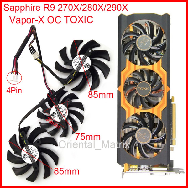 Wholesale- 3pcs/Lot POWER LOGIC PLD09210D12HH PLD08010S12HH DC12V 4Pin For Sapphire R9 270X 280X 290X Vapor-X OC TOXIC Graphics Card Fan