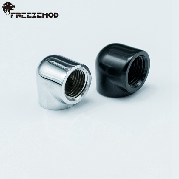 Wholesale- Freezemod Brass Silvery double internal G1/4'' thread 90 degree Fitting Adapter water cooling Adaptors. WT-ZJ90B