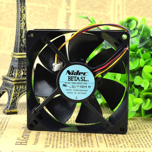 For original Nidec D09A-48TS1 01B 48V 0.09A 9CM 9025 3-wire cooling fan