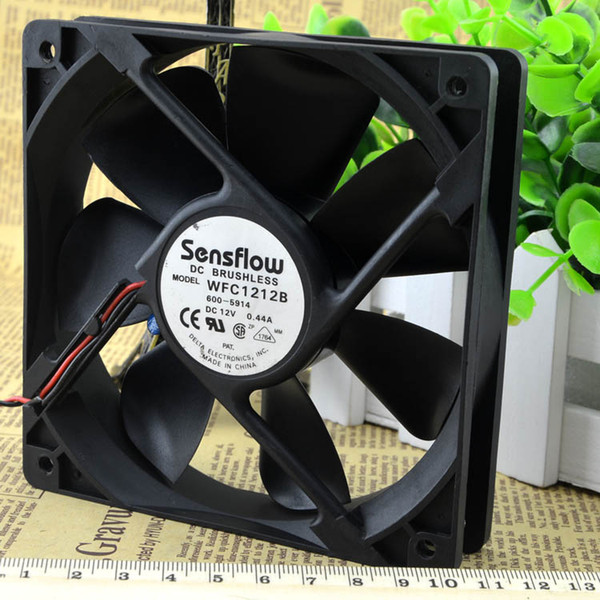 For Delta Sensflow 12025 Double Ball Cooling Fan 12V 0.44A WFC1212B 12cm 2 Wire