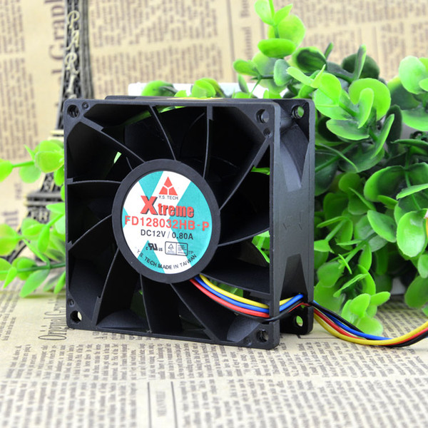 For FD128032HB-P 12V 0.80A 8032 8CM Large wind power 4 wire Cooling fan