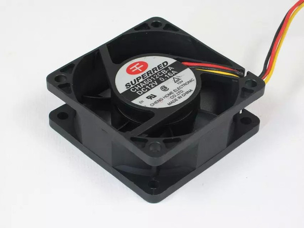 Free Shipping For SUPERRED CHA6012CB-A DC 12V 0.16A 3-wire 3-pin connector 110mm 60x60x25mm Server Cooling Square fan