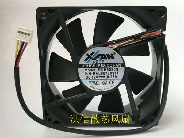 Brand new original XINRUILIAN RDH8020S DC12V 0.23A 4 wire 80*20MM cooling fan