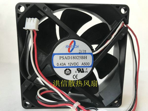 Original NSTECH PSAD18025BH A500 DC12V 0.43A 8CM Double Ball 3-Wire Fan