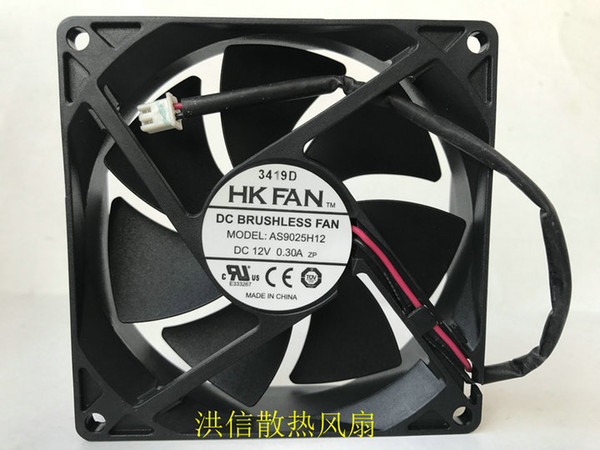 Original HKFAN 9025 AS9025H12 DC12V 0.30A 9CM chassis power supply fan