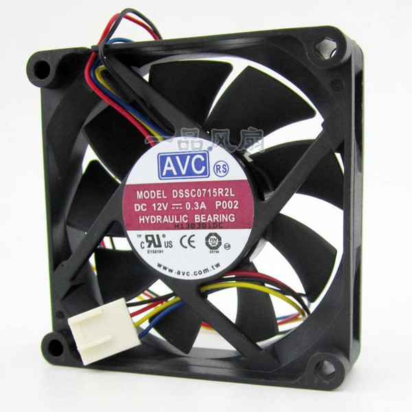 AVC DSSC0715R2L, P002 DC 12V 0.3A 4-wire 4-pin connector 100mm 70x70x15mm Server Square Cooling fan