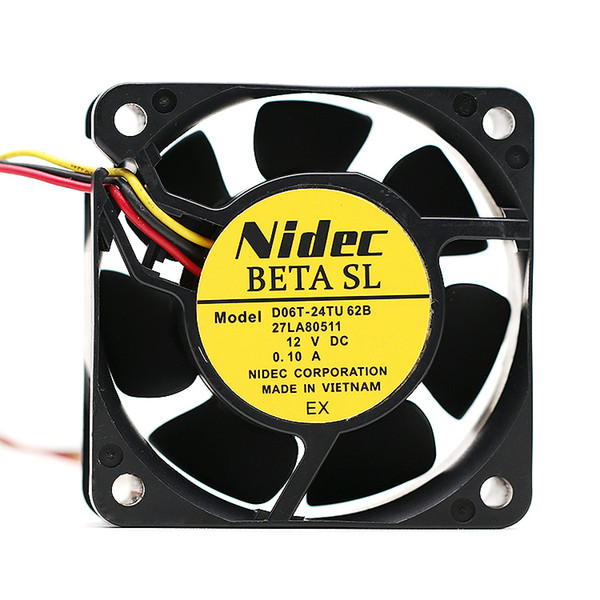 Brand New Nidec D06T-24TU 62B 6cm 6025 24V 0.1A 27LA80511 45BH7 3WIRE Cooling Fan 60*60*25MM