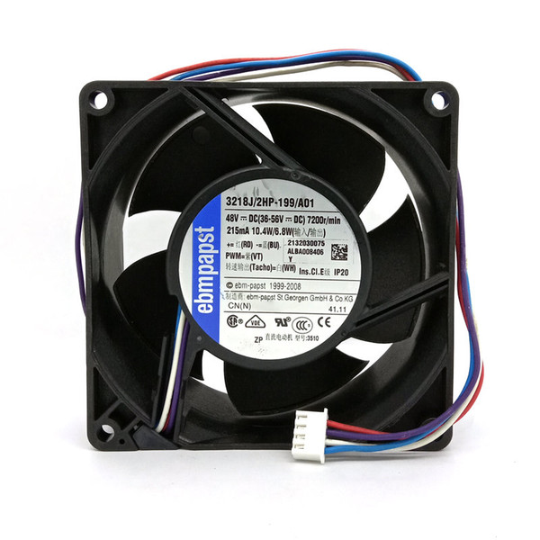 Original EBM PAPST 3218J/2HP-199/A01 48V 215mA 10.4W/6.8W 7200r/min 92*92*38MM 9cm 4 Lines cooling fan