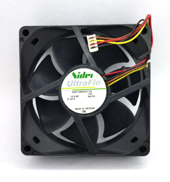 Original Nidec U80T12MS6A7-58 8CM 80*80*25MM 12V 0.24A 4 Lines Alarm Signal cooling fan