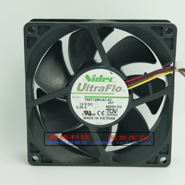 Original for Nidec UltraFlo series T92T12MUA7-57 DC12V 0.25A 90*90*25MM 9cm PWM low wind silent cooling fan