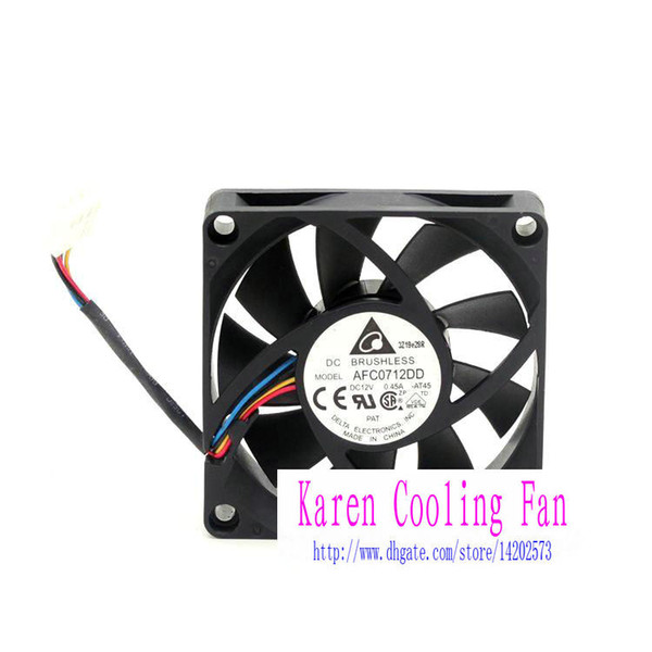 Original DELTA AFC0712DD 70*70*20MM 7cm 12V 0.45A double ball four Lines Computer CPU cooling fan