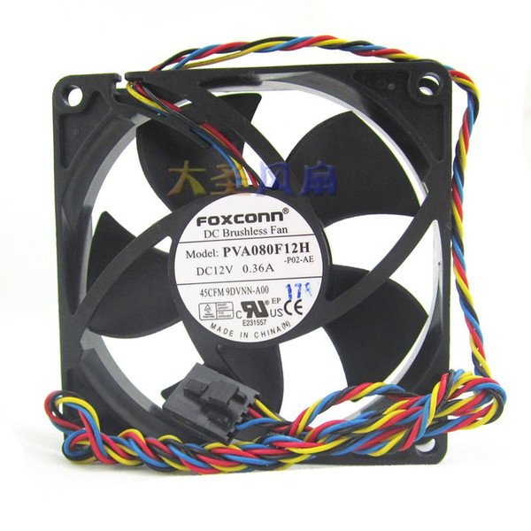 Original FOXCONN 8020 8CM 12V 0.36A PVA080F12H -P02-AE 4-wire cooling fan