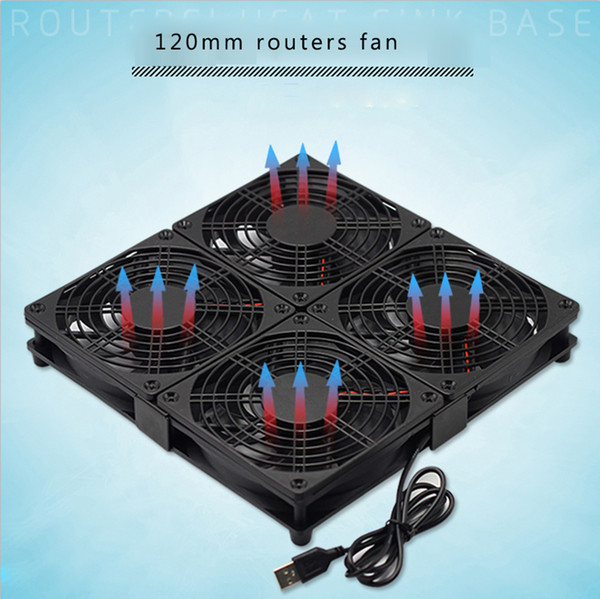 Laptop base silent cooling fan 12cm USB 5V multi-fan combination with plastic mesh cover and silicone pad for router, PS4 Xbox