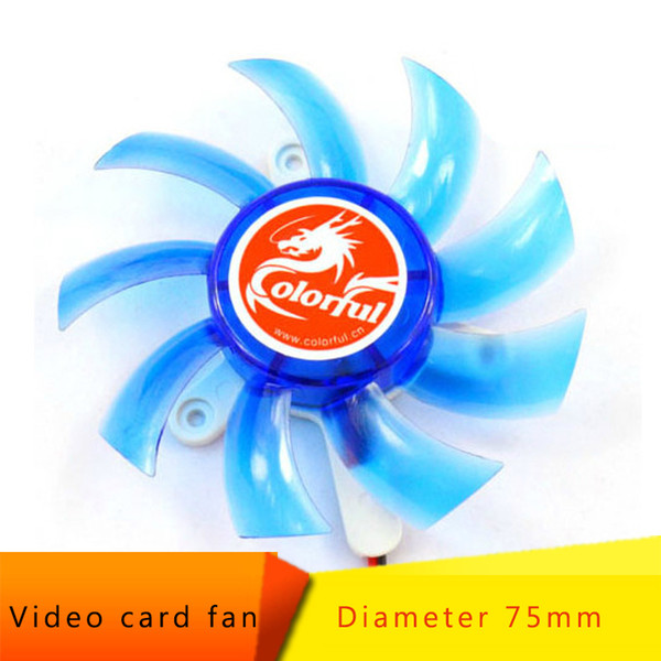 2 Pin 75mm 7.5cm Blue 3 Hole VGA Video Graphics Card Cooling Fan for PC Desktop