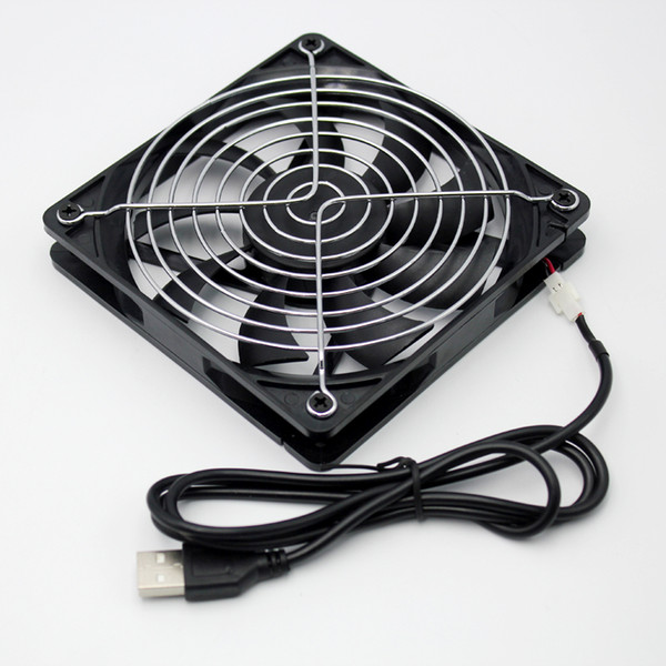 PC cooler 7CM 8CM 12CM ultra-thin USB DC 5V router, set-top box, broadband cat, high-speed mute silver metal mesh cooling fan